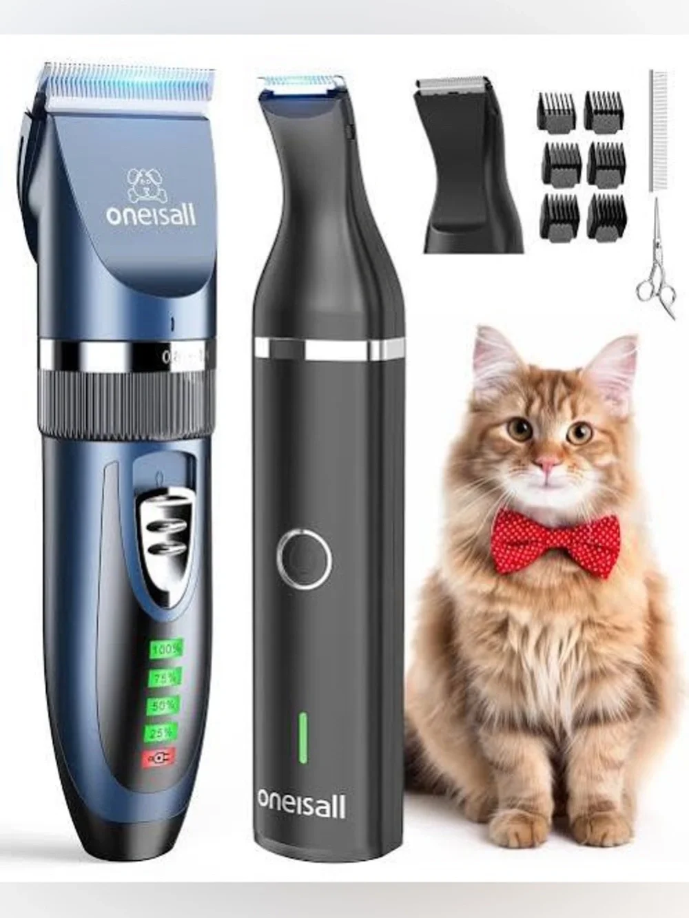 Oneisall Cat Grooming Kit - Blue Trimmer - Precision Hair Clipper